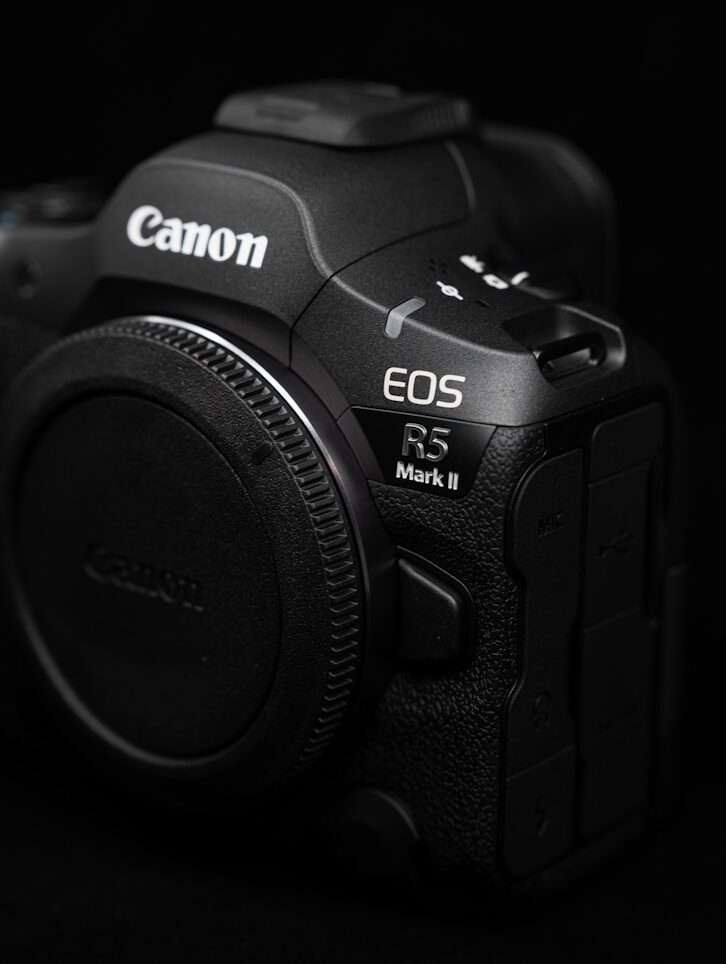 A canon eos r5 mark ii camera is shown.